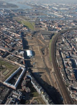 La vaste friche ferroviaire qui isolait autrefois les quartiers nord-est d’Anvers
