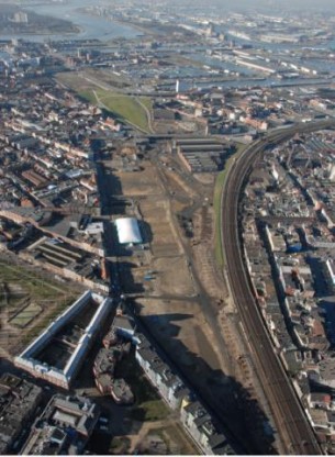 Photo Stad Antwerpen La vaste friche ferroviaire qui isolait autrefois les quartiers nord-est d’Anvers