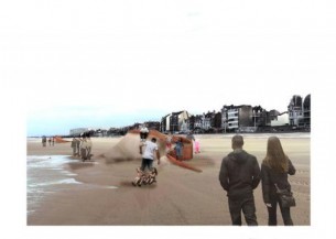 Jouer , de, sur la Digue - installation ludique sur le sable.